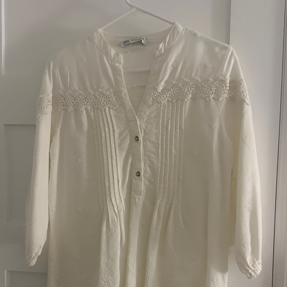 Zara Cream Embroidered Blouse